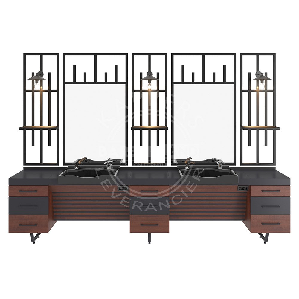 Kaptafel 2 spiegel met wasbak 127