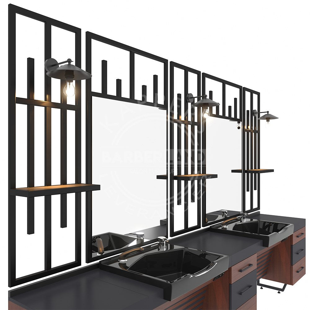 Kaptafel 2 spiegel met wasbak 127