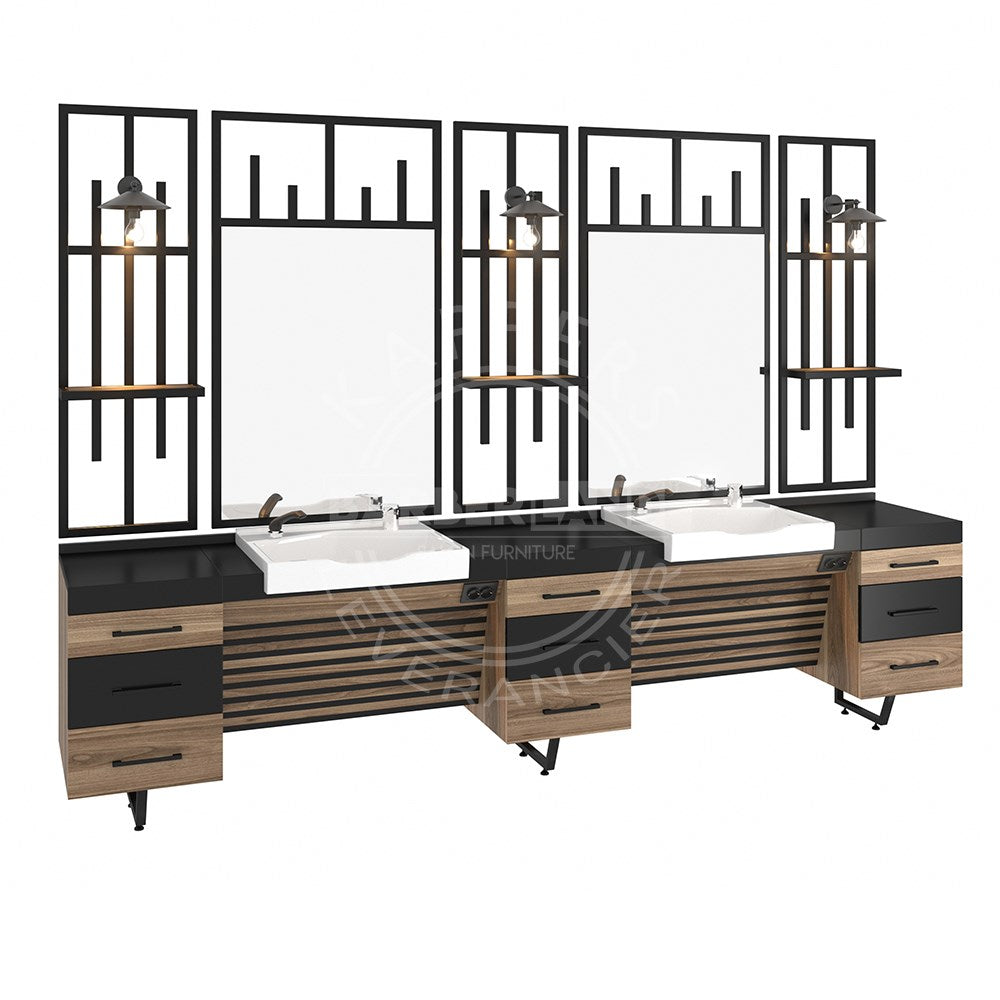 Kaptafel 1 spiegel met wasbak 127