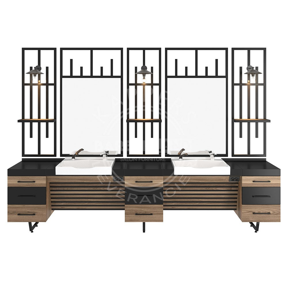 Kaptafel 2 spiegel met wasbak 127