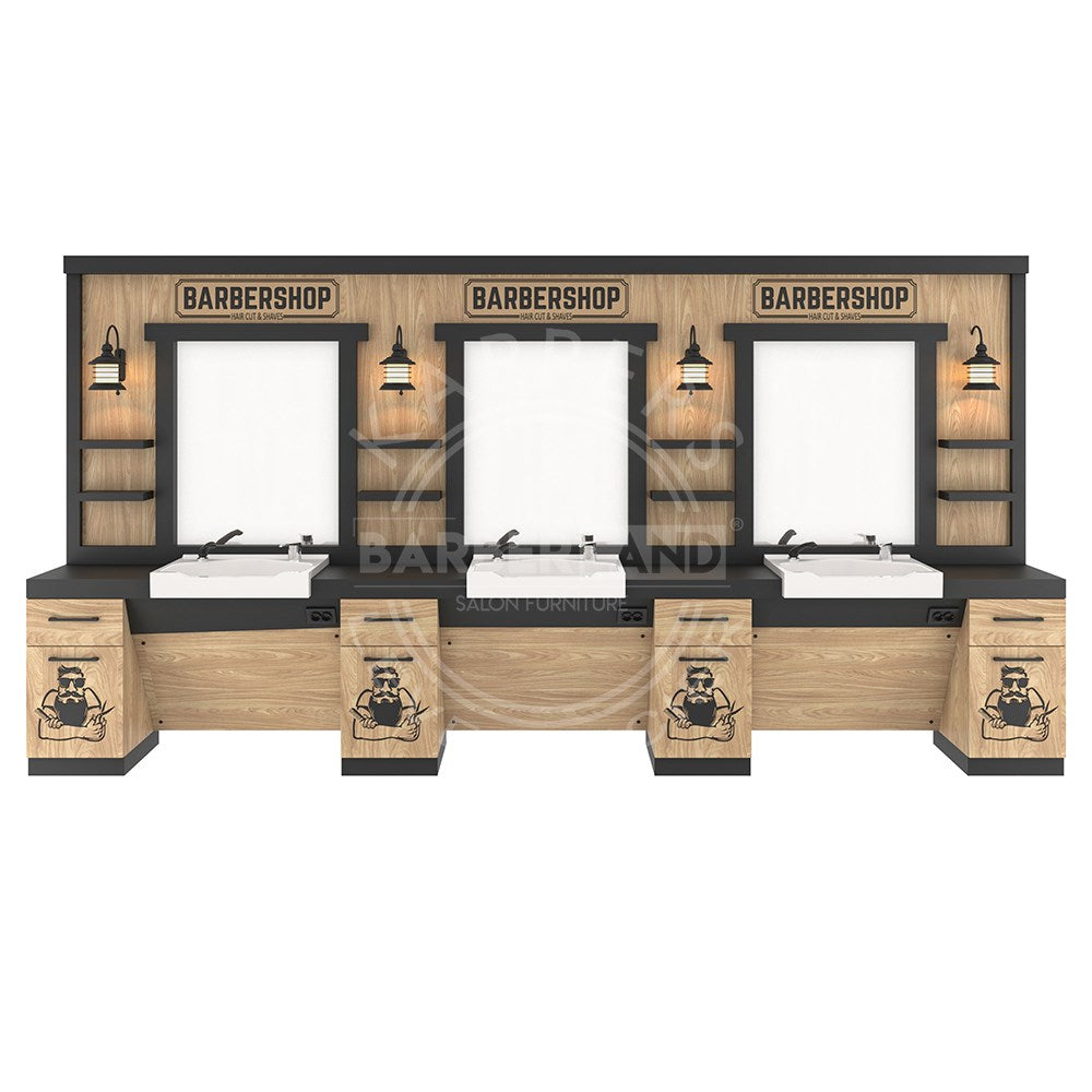 Kaptafel 3 spiegels met wasbak 141