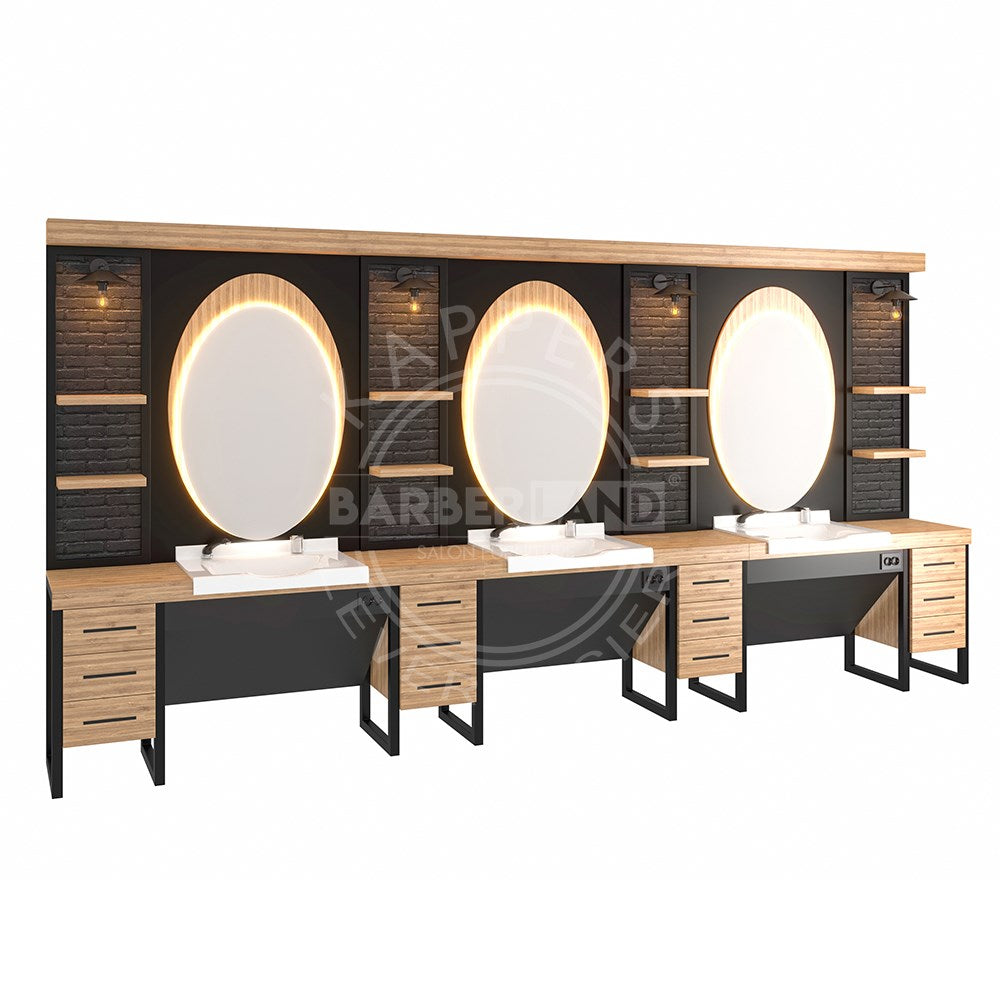 Kaptafel 1 spiegel met wasbak 144