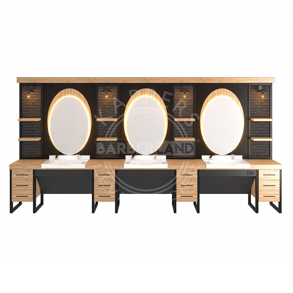 Kaptafel 1 spiegel met wasbak 144