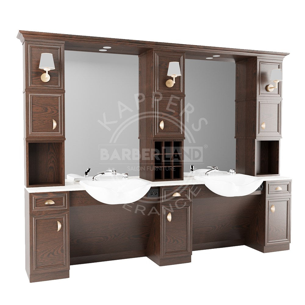 Kaptafel 1 spiegel met wasbak 162