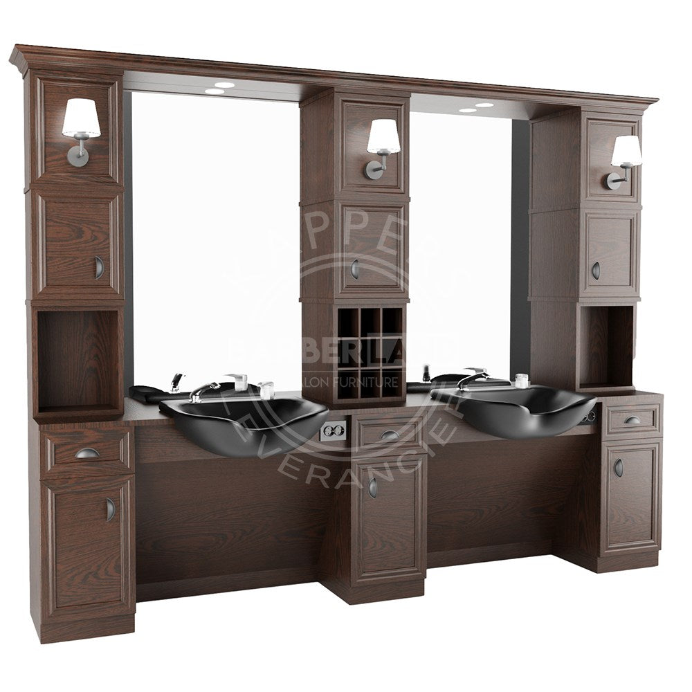 Kaptafel 1 spiegel met wasbak 162
