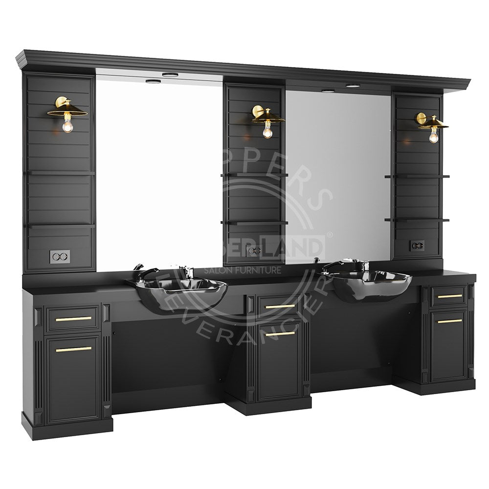 Kaptafel 2 spiegel met wasbak 177