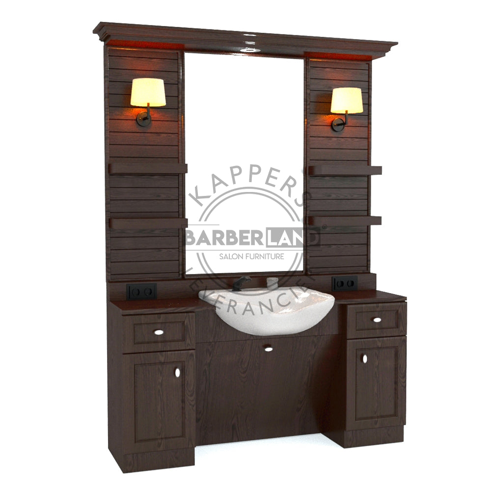 Kaptafel 1 spiegel met wasbak 157