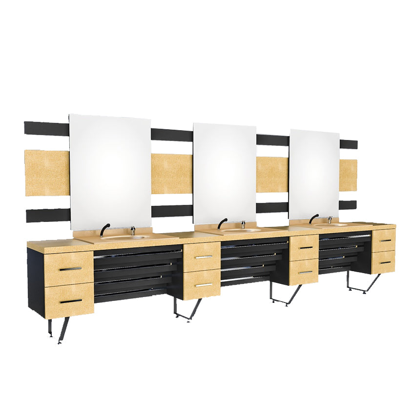 Barber Kaptafel 3 spiegels met wasbak