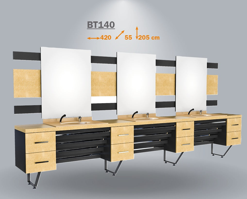 Barber Kaptafel 3 spiegels met wasbak